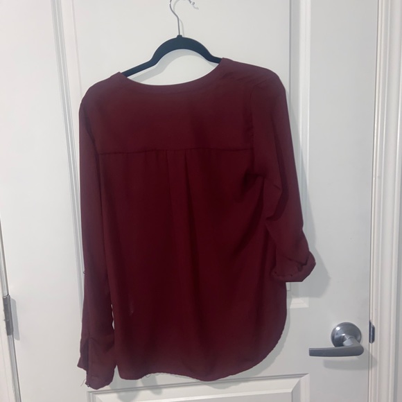 Burgundy Long Sleeve Blouse - Picture 5 of 5